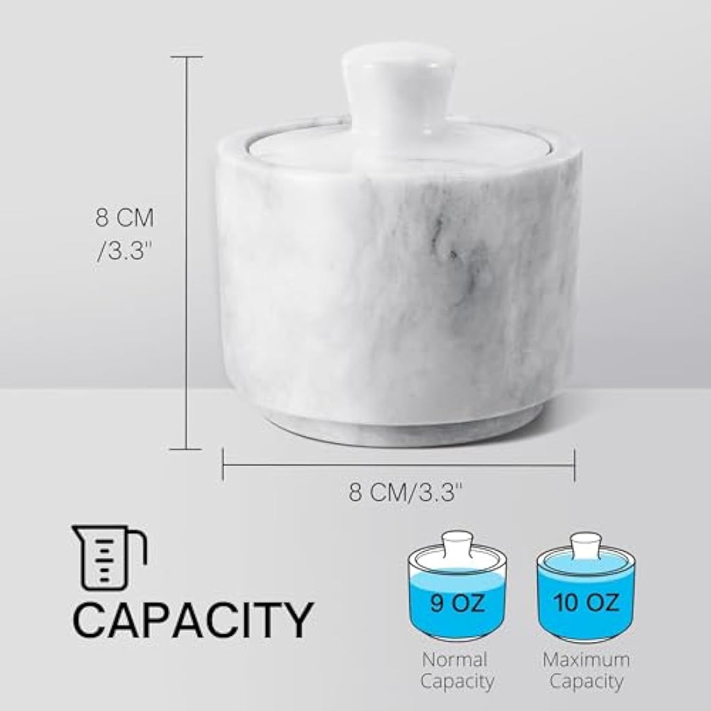 Flexzion Marble Salt Cellar with Lid – Set of 2 Black & White Bowls