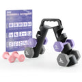 PhysKcal Neoprene Dumbbells Set with Rack - 1kg, 2kg, 3kg Hand Weights
