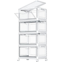 TidyTrove 4-Tier Stackable Storage Boxes | 23L Foldable Plastic Bins