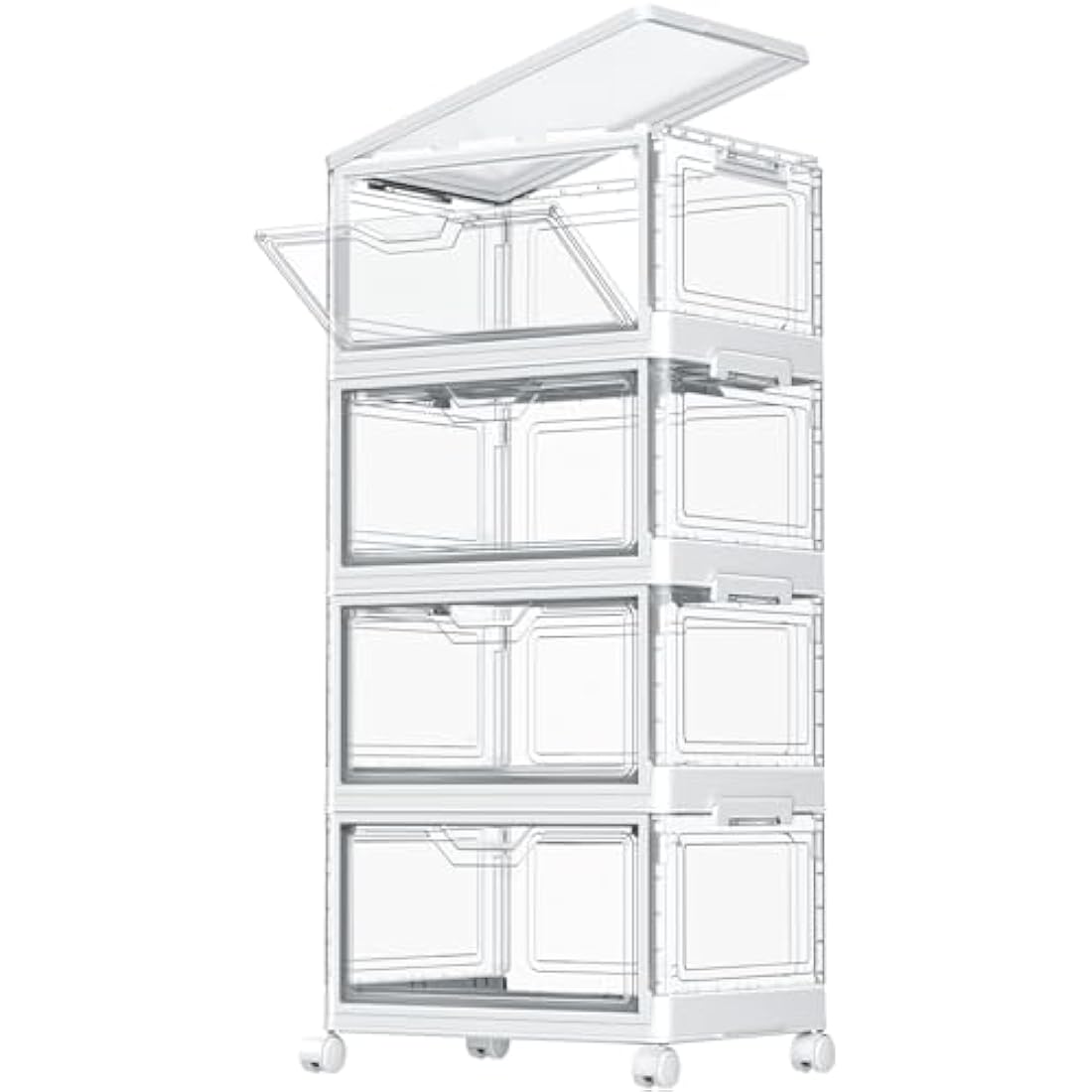 TidyTrove 4-Tier Stackable Storage Boxes | 23L Foldable Plastic Bins