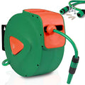 BAKAJI Automatic Garden Hose Reel | 20m Wall Mount 180° Swivel PVC