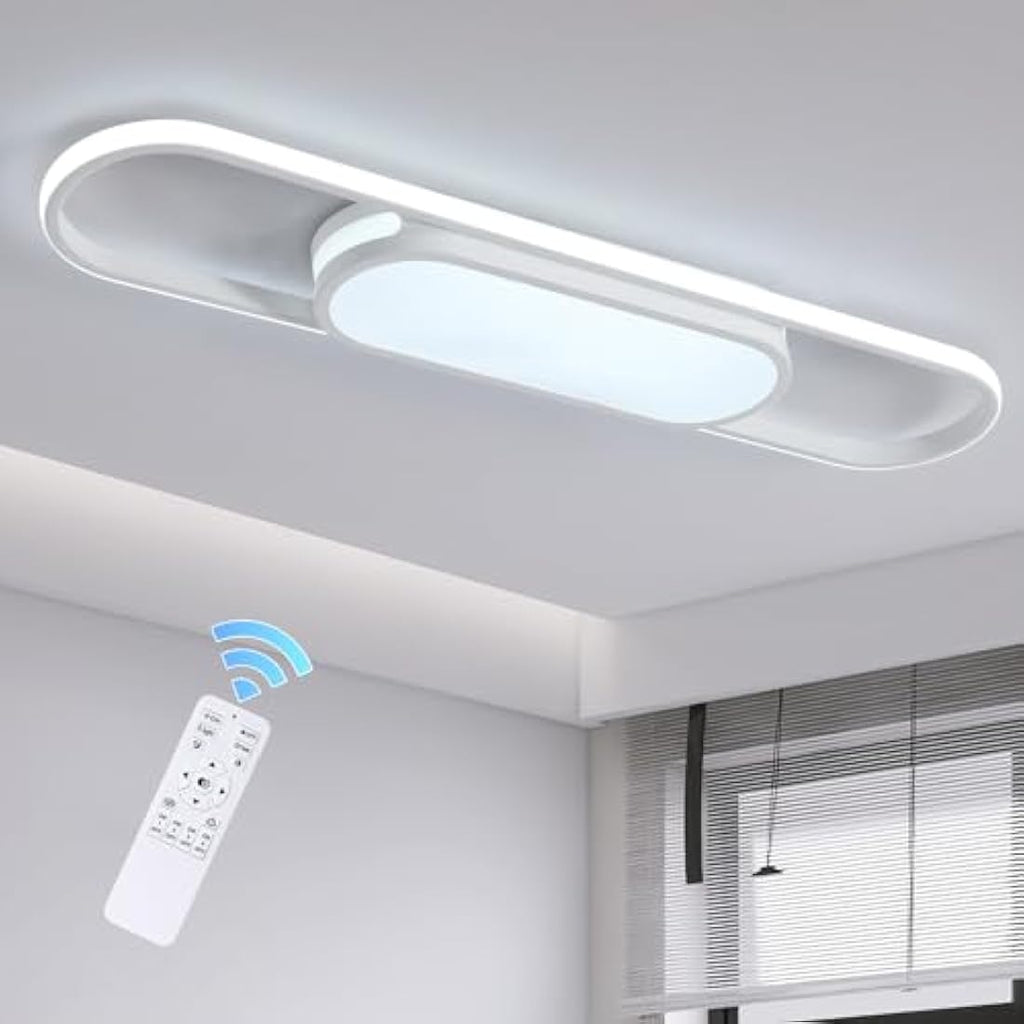 Jolof Store LED Modern Dimmable Ceiling Light with Remote – White 31.49in
