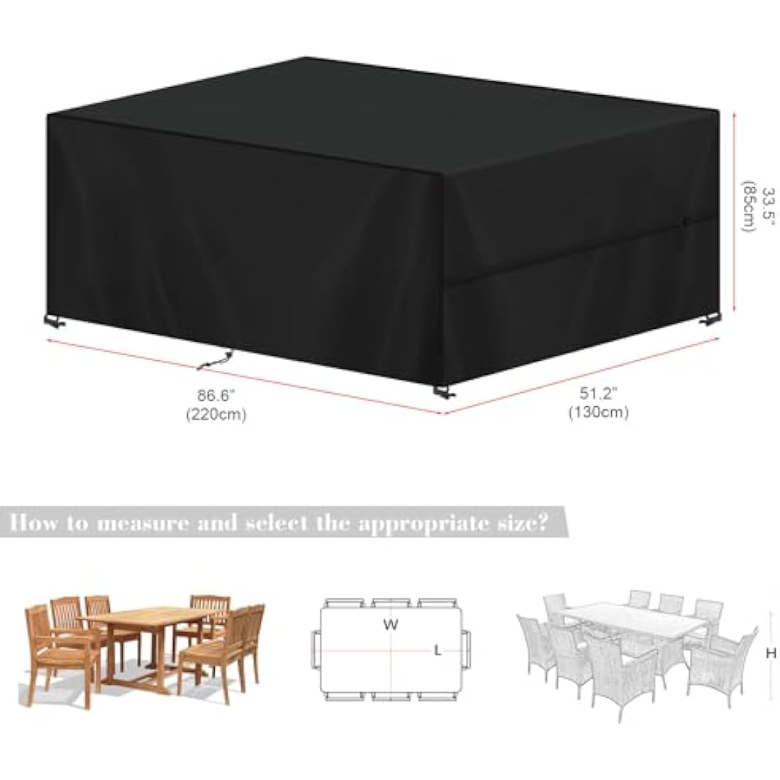 SIMPHAUS Waterproof Garden Furniture Cover | 420D Oxford Fabric | 220x130x85cm