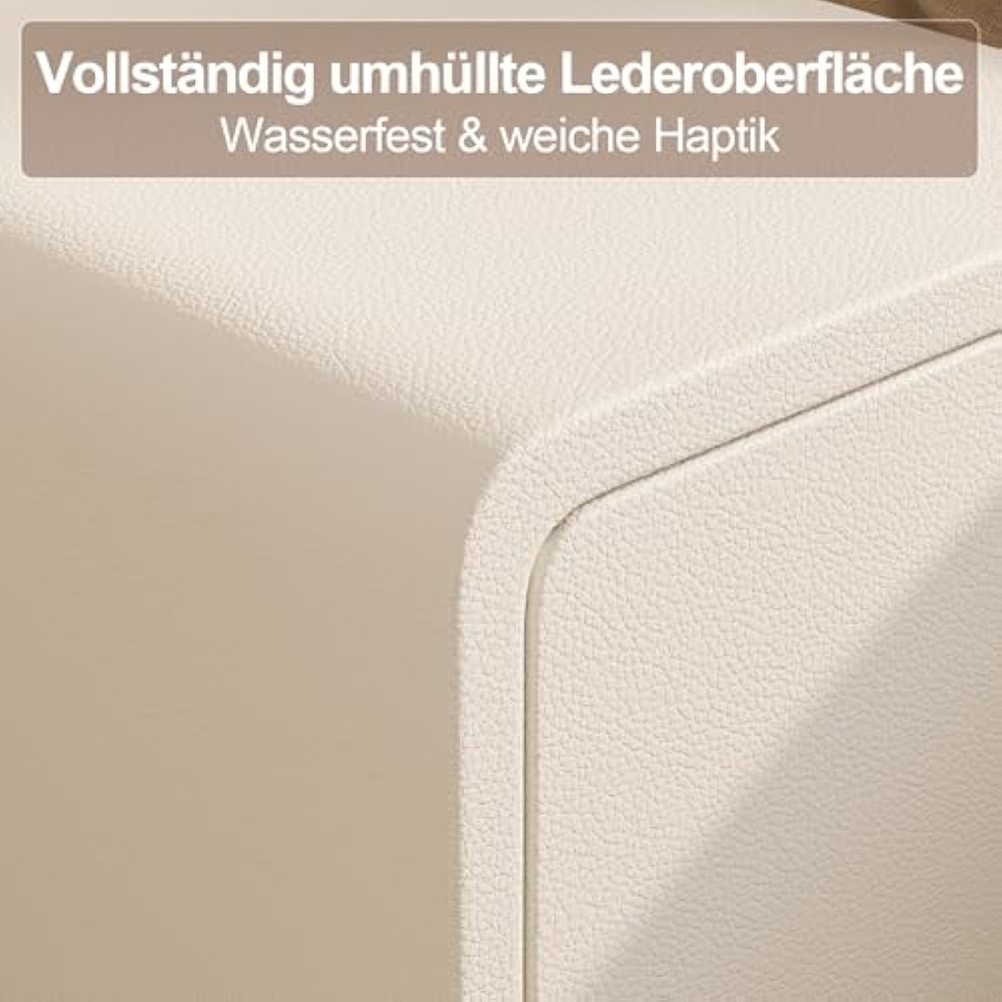 AQIMUELE Narrow Bedside Table | 2-Drawer White Leather Nightstand