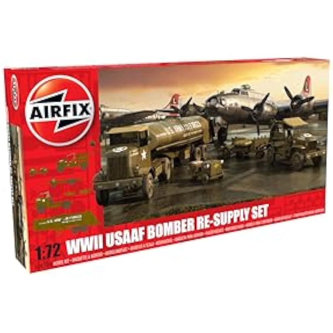 Airfix WWII USAAF 8th Bomber Resupply Set – 1:72 Scale Plastic Model Kit