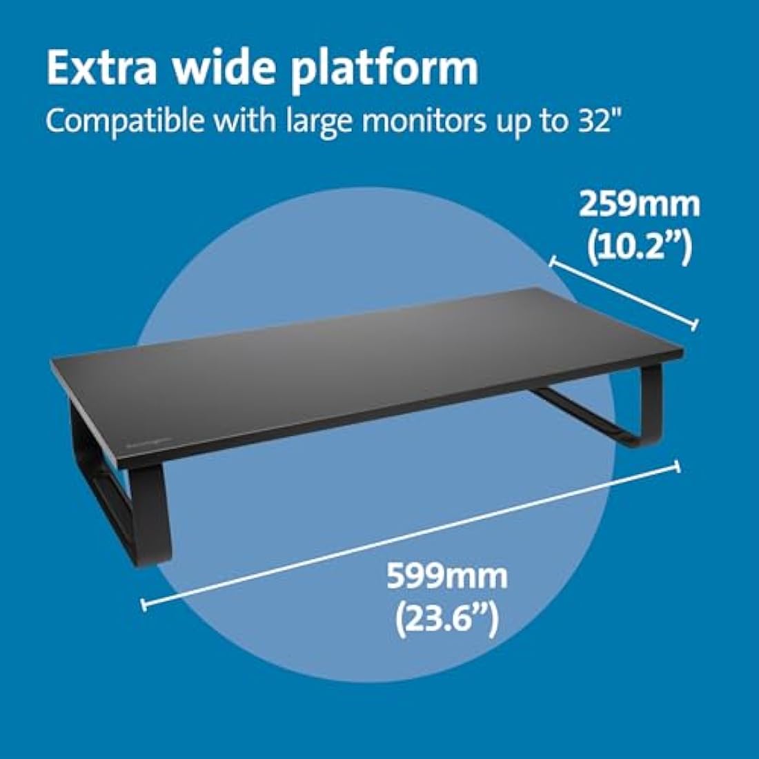 Kensington Extra Wide Metal Monitor Stand – Ergonomic Desk Riser, Black