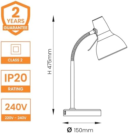 Gooseneck Desk Lamp with USB Port – LED Bedside Light