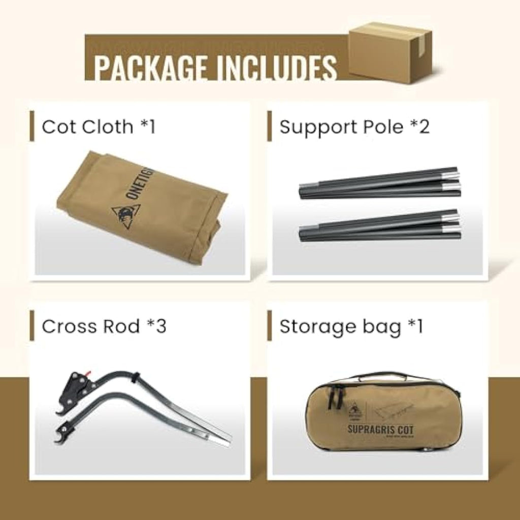 OneTigris SUPRAGRIS Camping Cot | Lightweight 400lbs Folding Bed