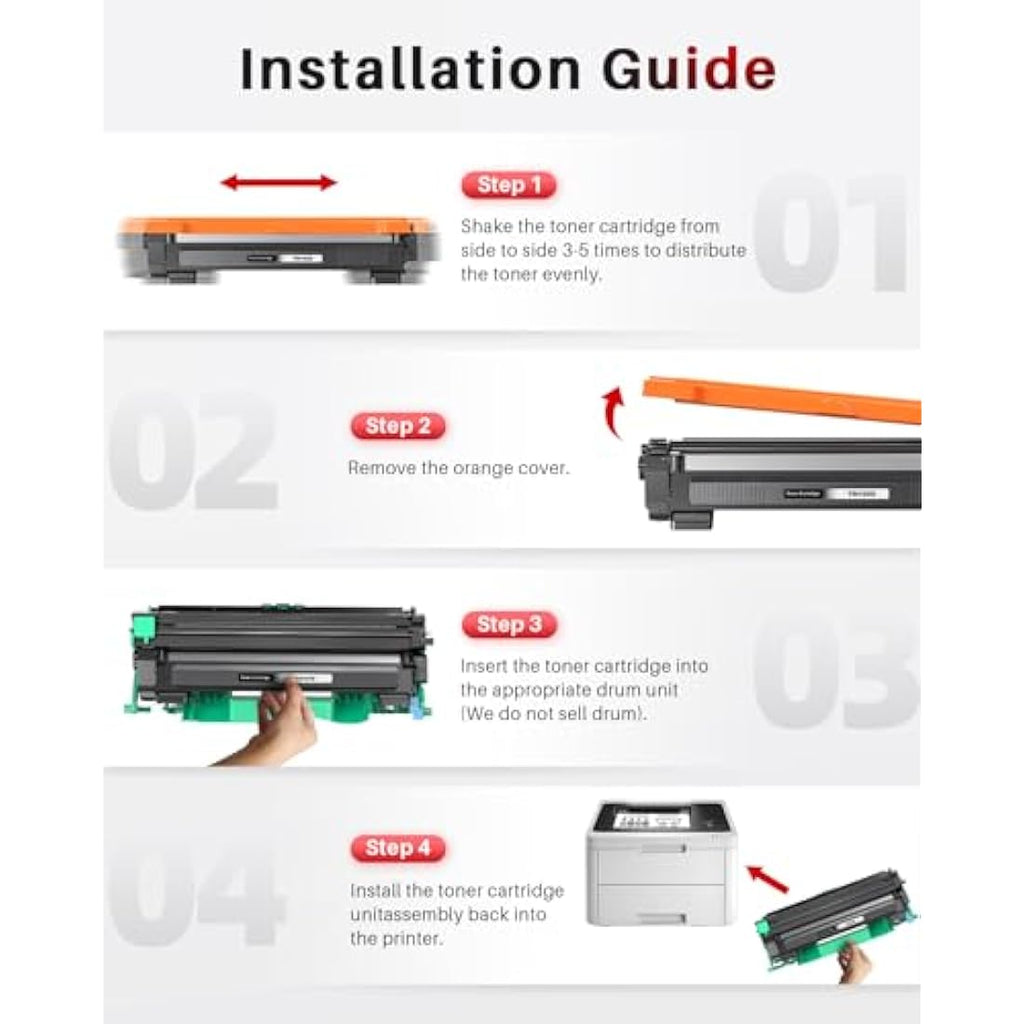 Halloya TN1050 Compatible Black Toner Cartridges for Brother - 4-Pack
