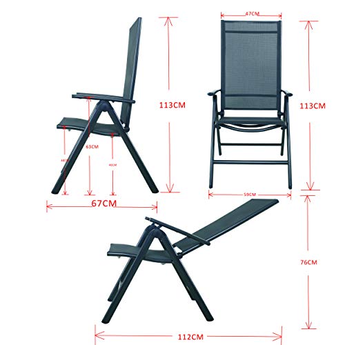 Chicreat Korfu Aluminium Folding Garden Chair | 8-Position Adjustable