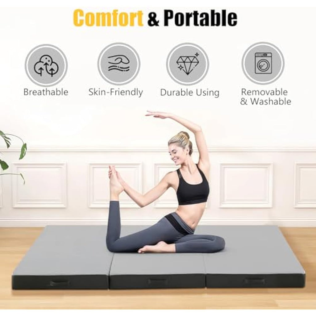MeMoreCool Tri-Fold Mattress | 10cm Single Portable Guest Bed - Grey