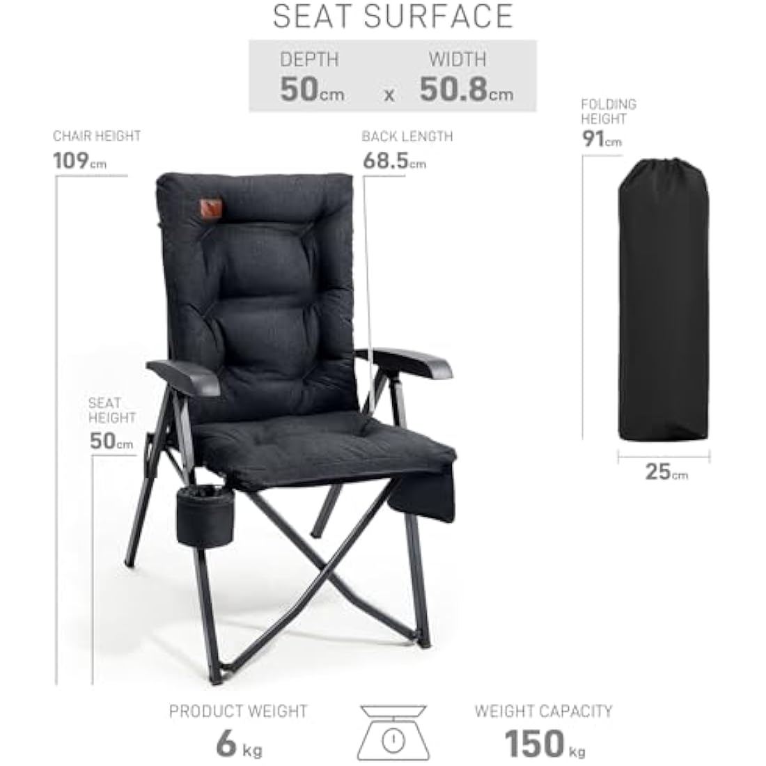 EVER ADVANCED Heavy Duty Camping Chairs | 4-Position Recliner 2-Pack