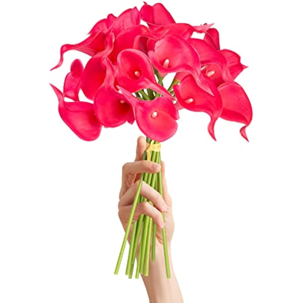 Real Touch Artificial Calla Lilies - 10 Stems (Rosy Red)