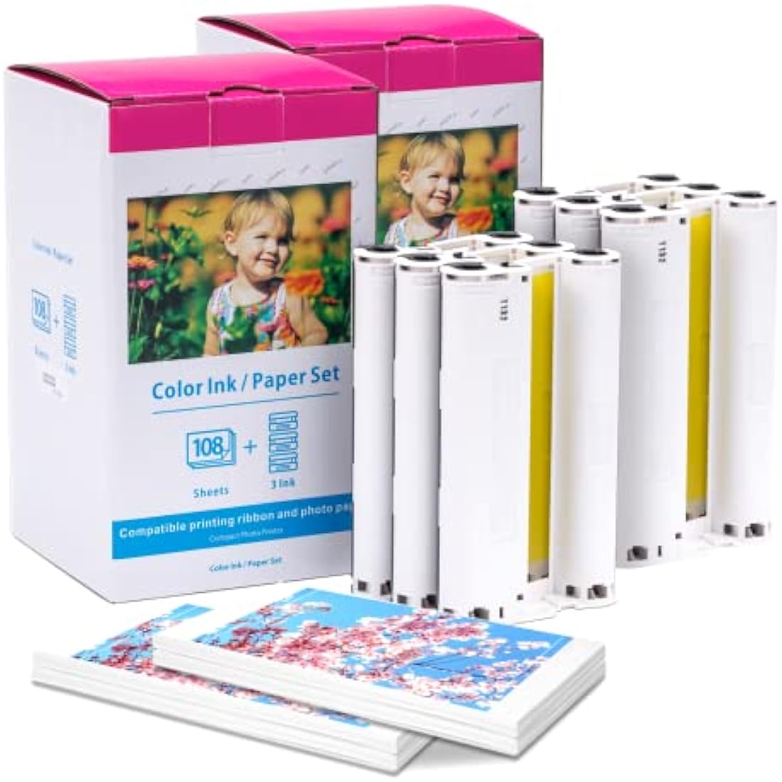 Jolof Store KP-108IN Photo Paper & Ink for Canon Selphy CP1300 - 216 Sheets