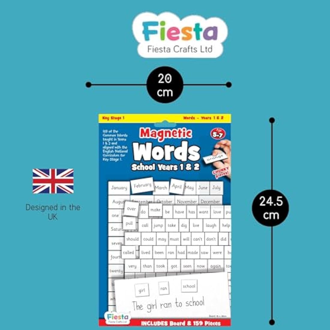 Fiesta Crafts Magnetic Words Years 1 & 2 | 160 Piece Literacy Set