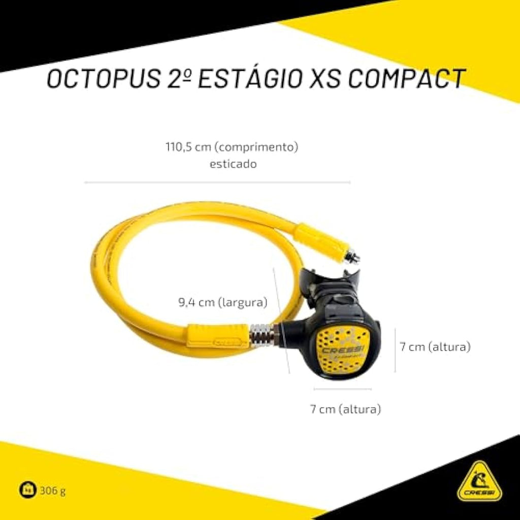Cressi Compact Octopus – 2nd Stage Scuba Regulator with 100cm Hose