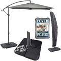GardenCo 3m Cantilever Banana Parasol with Base & Cover – Grey