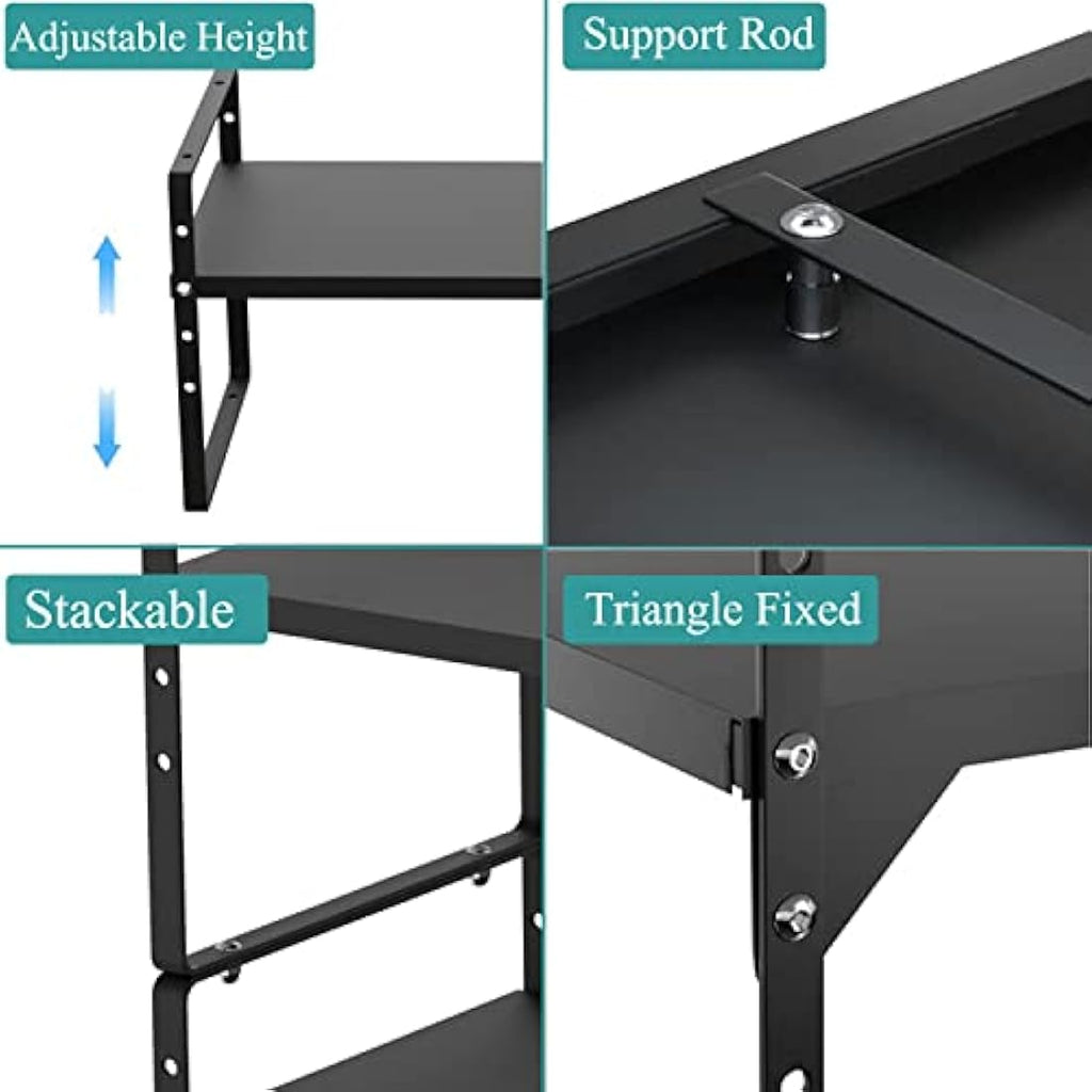 ARCCI Expandable & Stackable Metal Kitchen Cabinet Shelf Organizer – Black