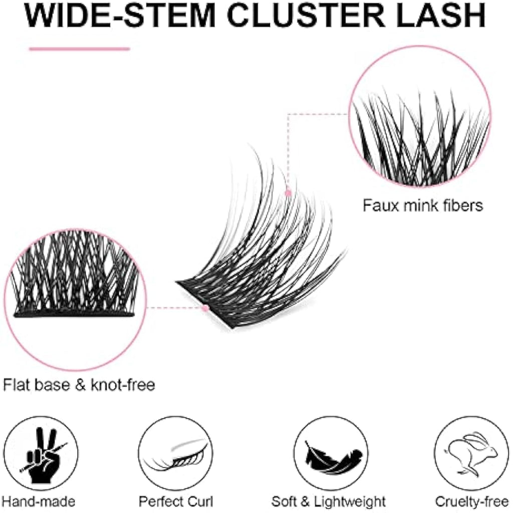 Jolof Store Cluster Lashes – 144Pcs D Curl 15mm DIY Individual Lashes