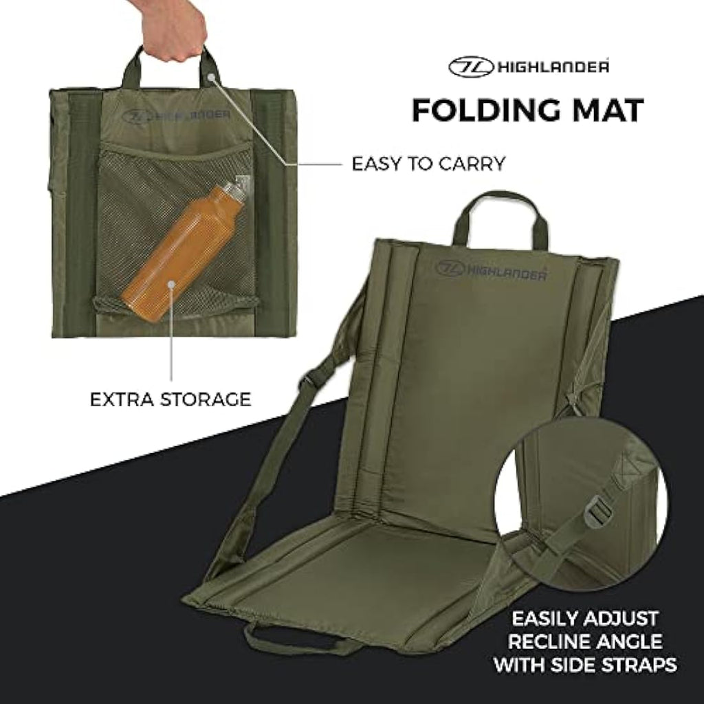 Highlander Outdoor Sit Mat – Portable Folding Stadium Seat with Back Support