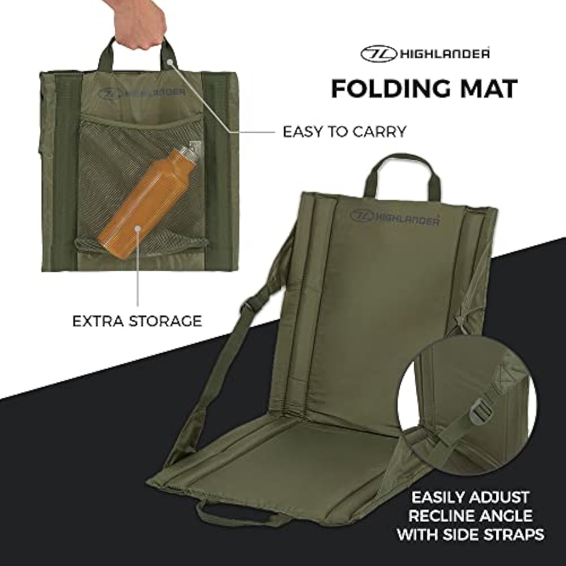 Highlander Outdoor Sit Mat – Portable Folding Stadium Seat with Back Support