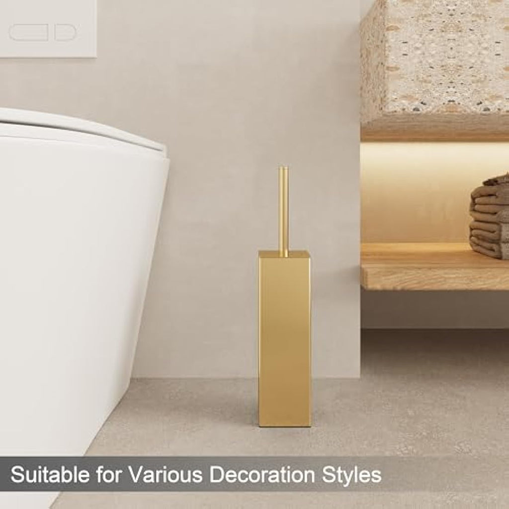 BGL Gold Stainless Steel Square Floor Standing Toilet Brush Holder
