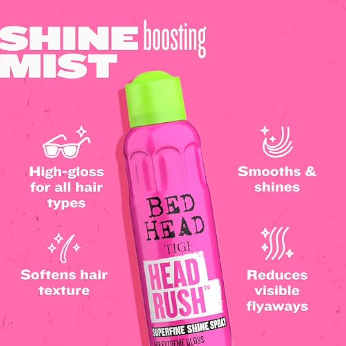 Bed Head by TIGI Headrush Shine Spray – Lightweight Glossy Mist 200ml