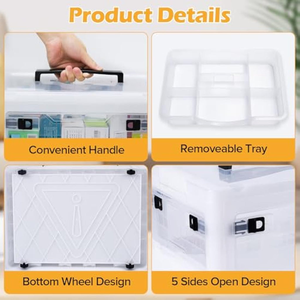 Gifhomfix Extra Large First Aid Box | 20 Quart Clear Medicine Organiser