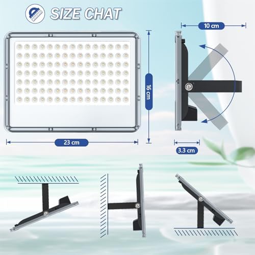 TASINUO 100W LED Floodlight 2-Pack | 10000LM IP67 Waterproof Security Light