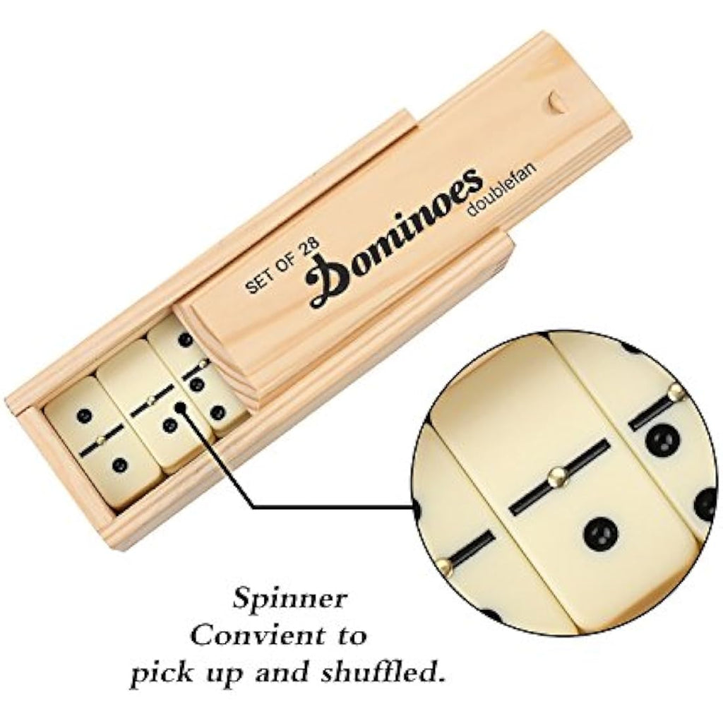 Jolof Store Double 6 Dominoes Set - 28 Professional Tiles with Wooden Box