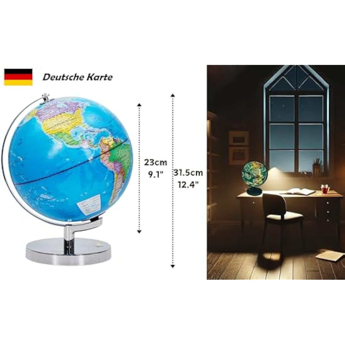23cm Illuminated LED World Globe – Constellation Map