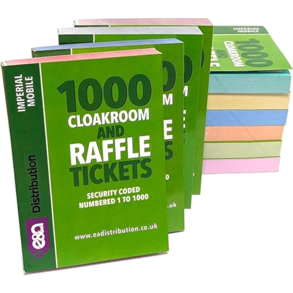 Jolof Store Raffle Tickets – 4 Books of 1-1000 Numbered Cloakroom Tickets