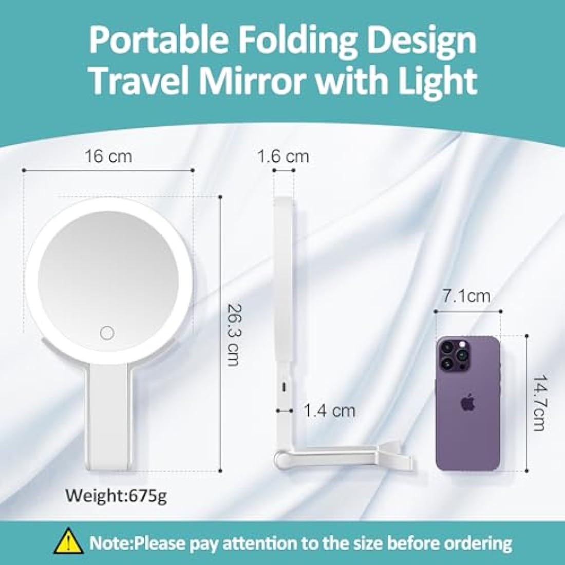 Jolof Store LED Travel Makeup Mirror | 20X Magnifying & Rechargeable