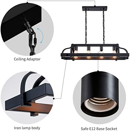 4-Light Pot Rack Chandelier – Rustic Farmhouse Kitchen Island