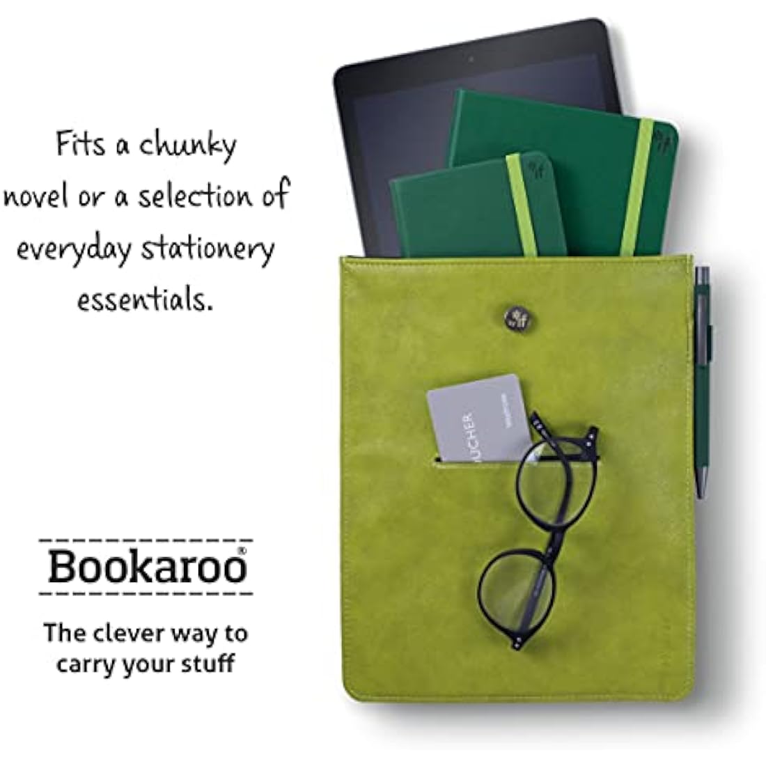 Bookaroo Leather-Look Stationery Pouch & Tablet Sleeve - Navy Blue