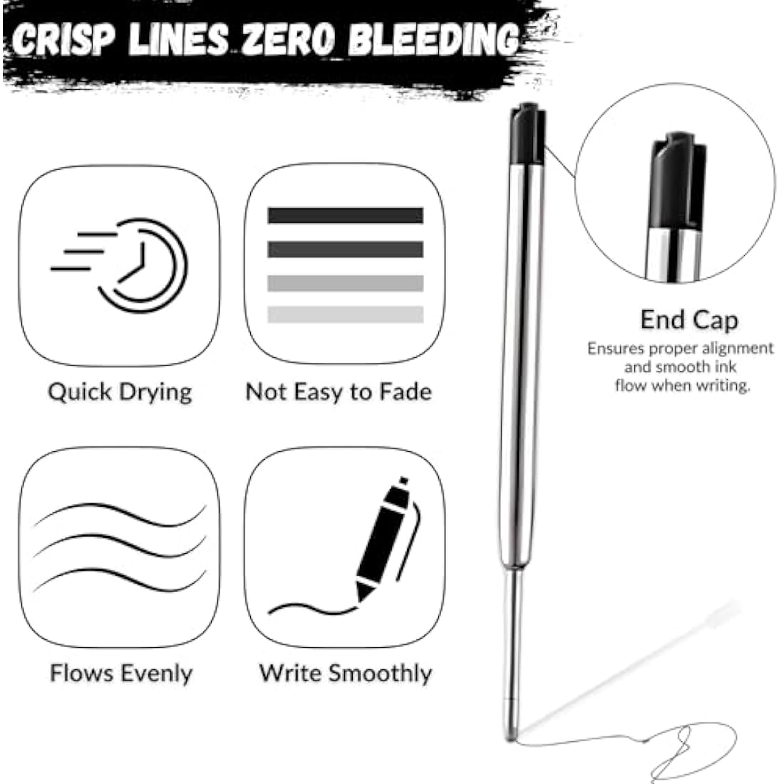 Jolof Store Parker Compatible Ballpoint Pen Refills - 20 Pack Black Ink