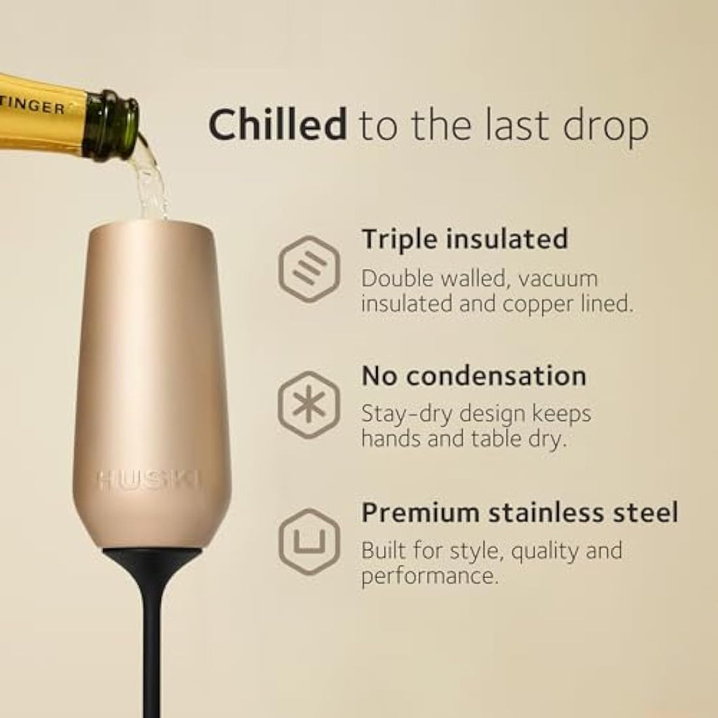 Huski Champagne Flute | 240ml Triple Insulated Stainless Steel Tumbler