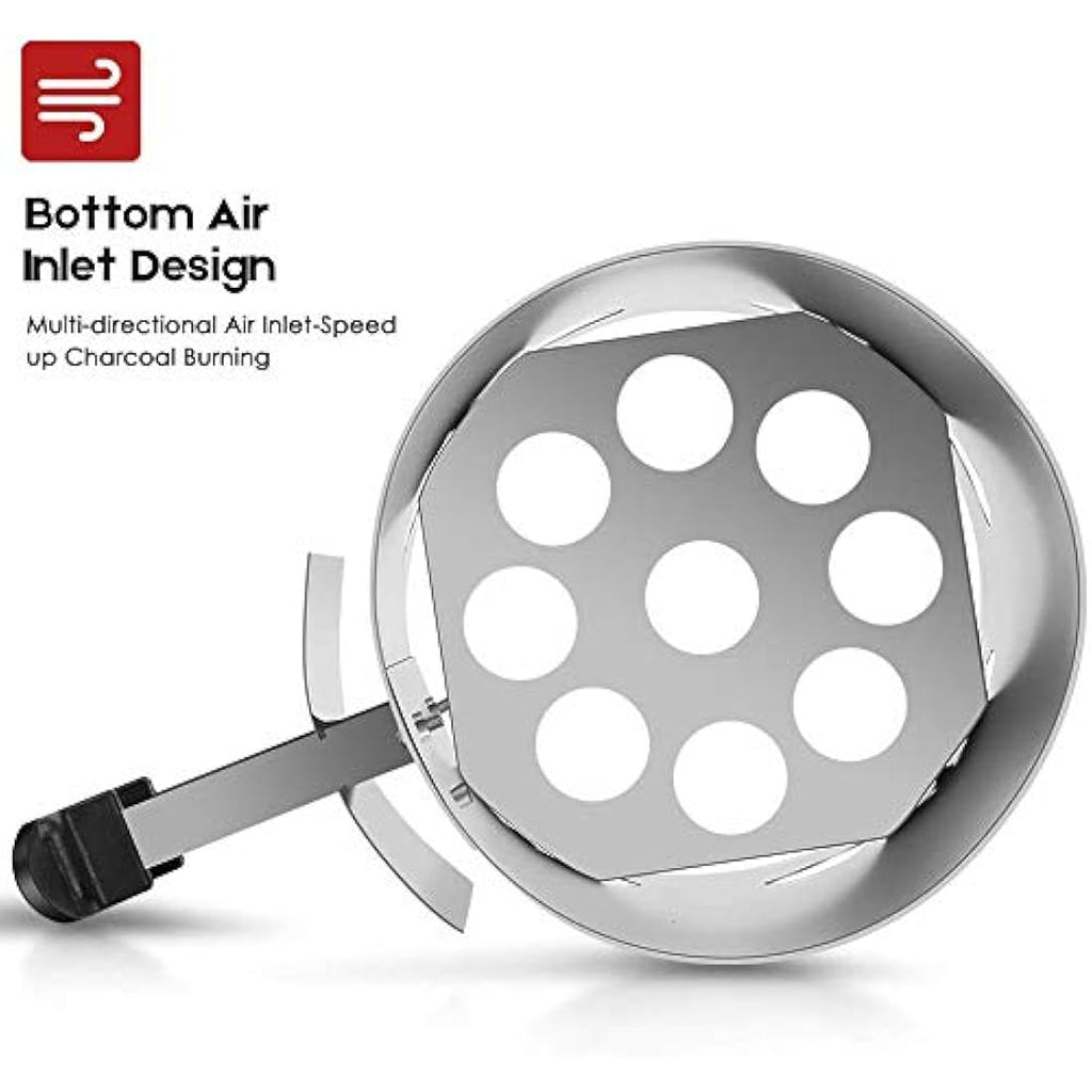BEAU JARDIN Charcoal Chimney Starter - Galvanized Steel BBQ Lighter