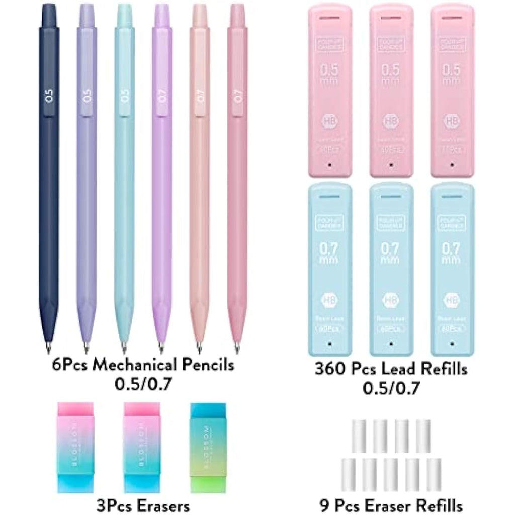 Four Candies Aesthetic Mechanical Pencil Set | 0.5mm & 0.7mm Pastel Stationery