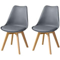 Jolof Store Grey Dining Chairs Set of 2 - Upholstered PU Leather