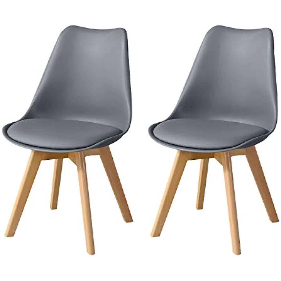 Jolof Store Grey Dining Chairs Set of 2 - Upholstered PU Leather