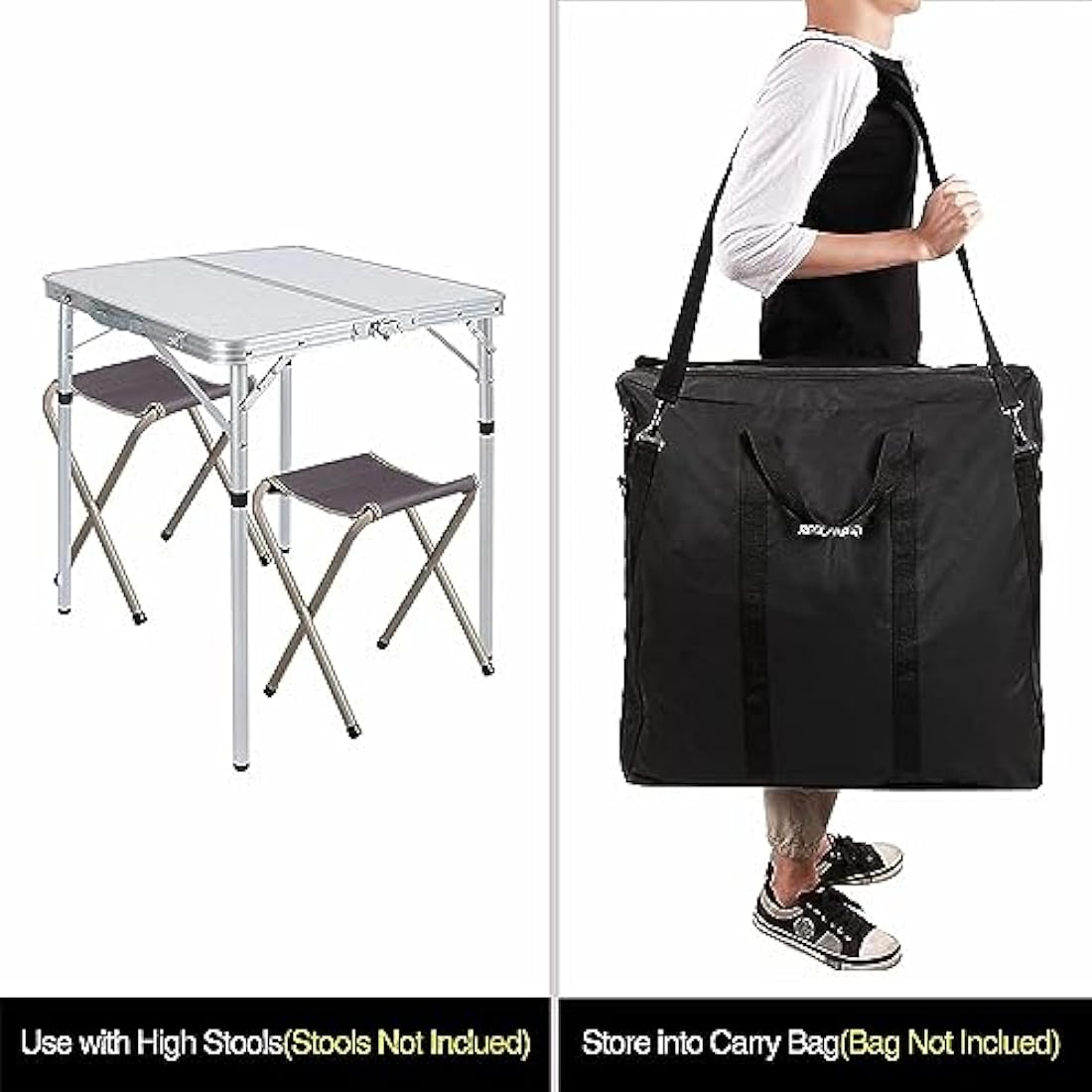 REDCAMP 2ft Square Folding Camping Table | Adjustable Height Aluminum