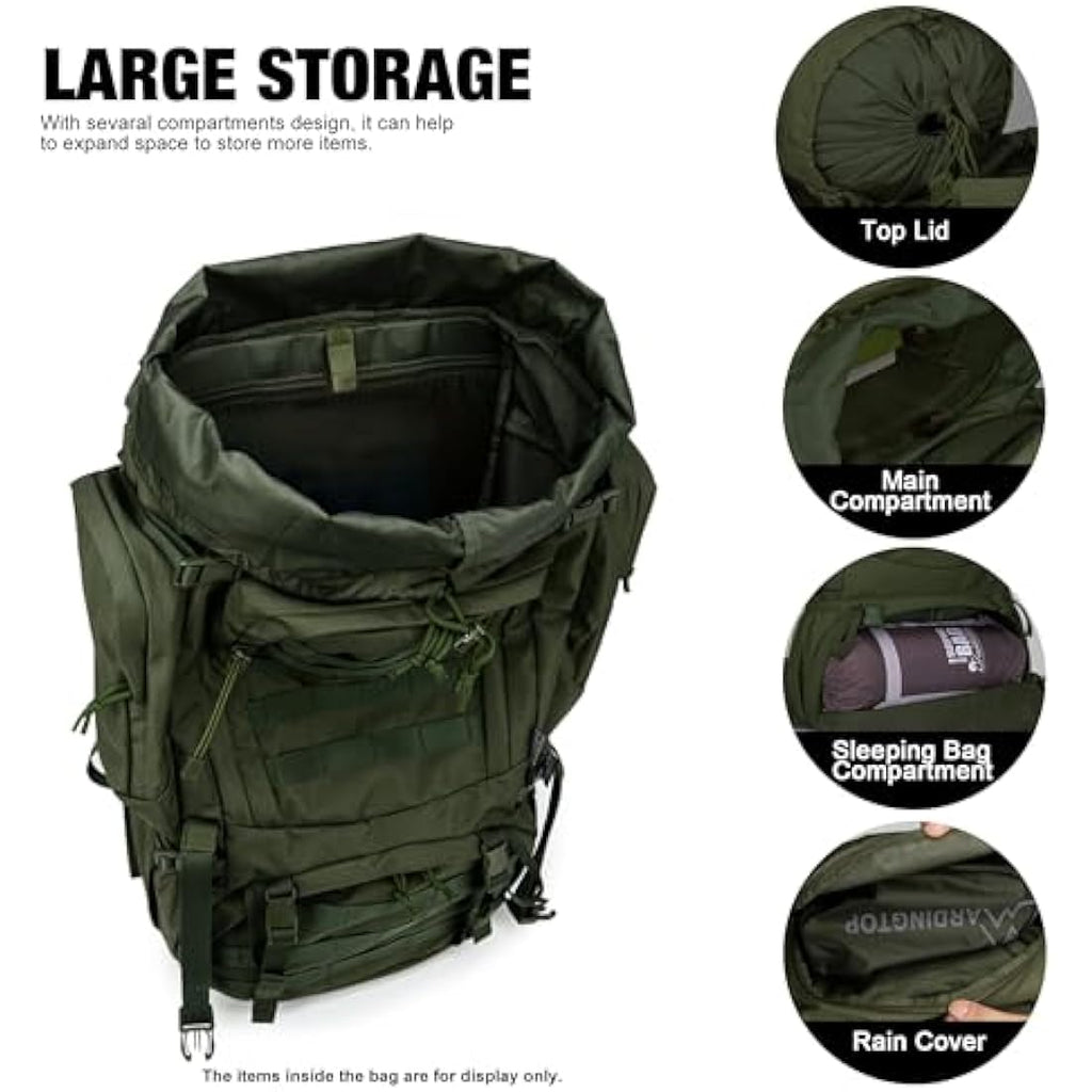 Mardingtop 60L Tactical Backpack | Military MOLLE Rucksack with Rain Cover