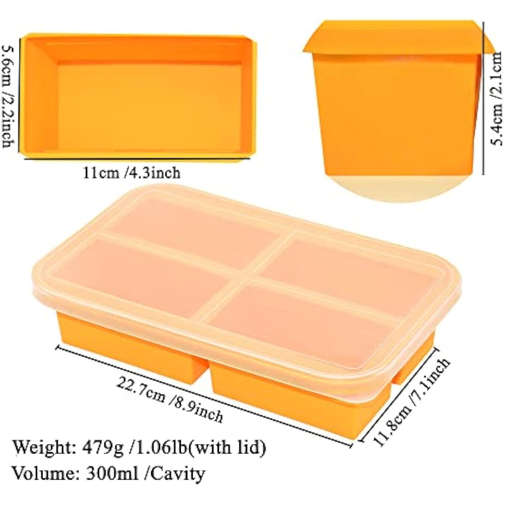 Bangp Silicone Soup Freezer Tray with Lid – 1 Cup Portion Meal Prep, 2-Pack