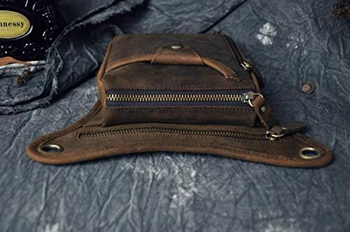 Men's Genuine Leather Motorcycle Drop Leg Bag & Waist Pack