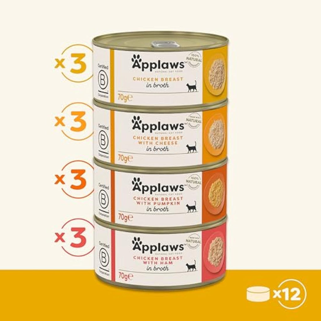 Applaws Natural Wet Cat Food - Chicken Selection in Broth (12 x 70g)