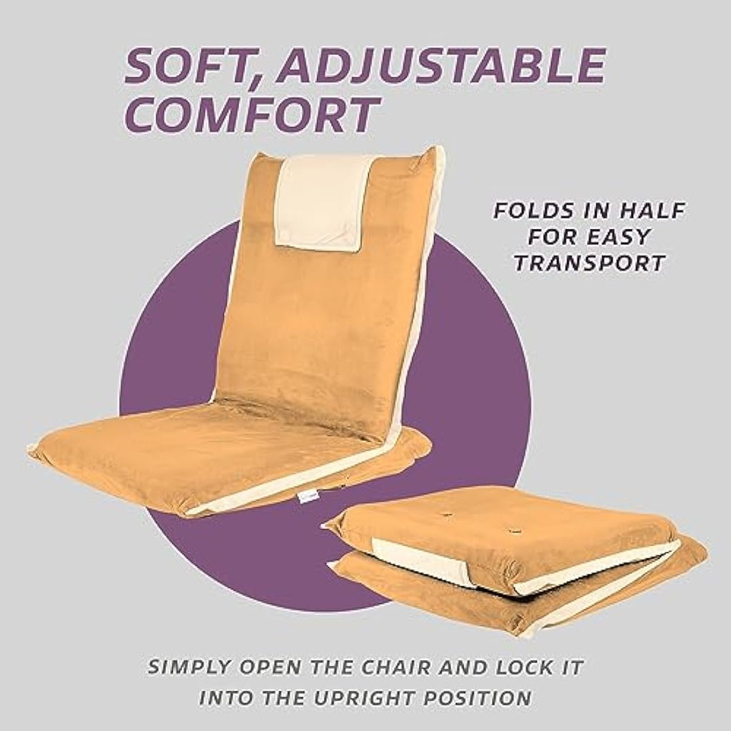 bonVIVO EASY III Folding Floor Seat – Portable Padded Meditation Chair, Blue
