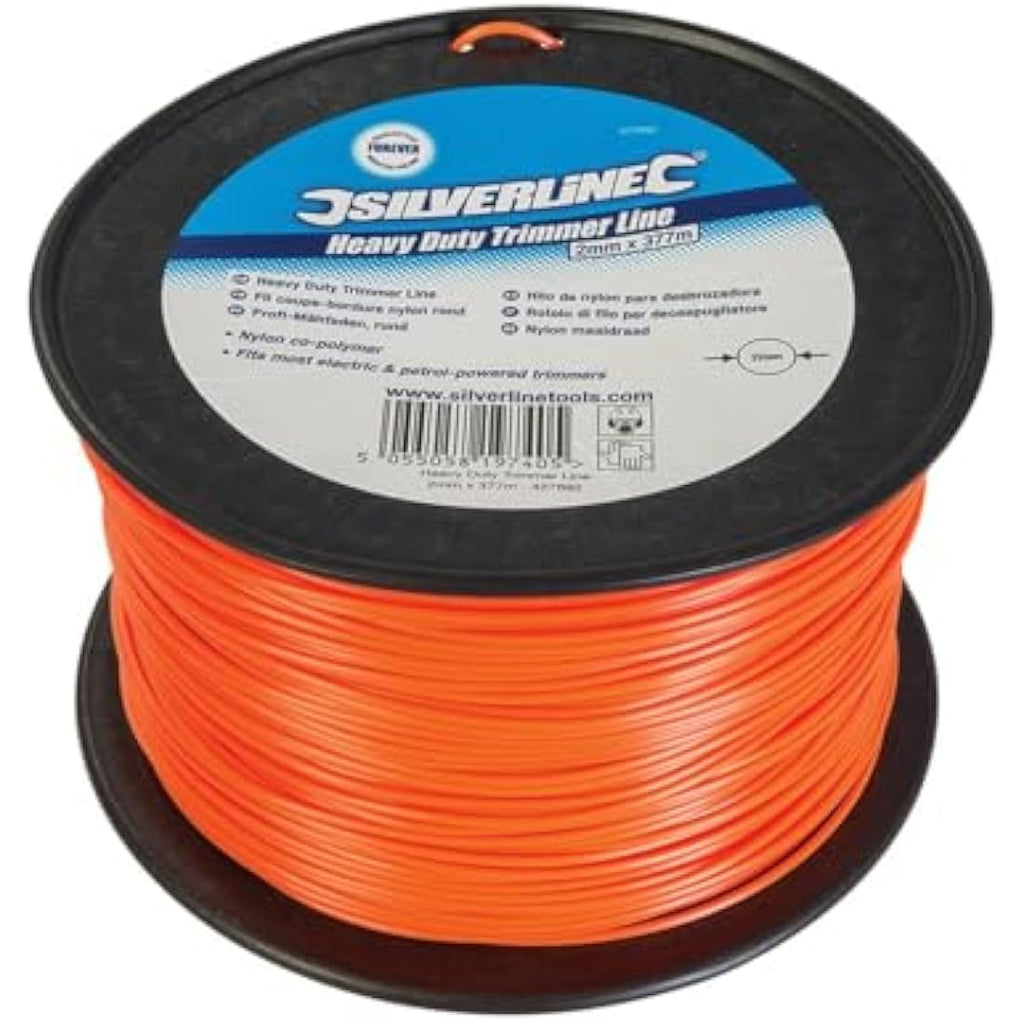 Silverline Heavy Duty Trimmer Line – 2mm x 377m Nylon Cutting Cord