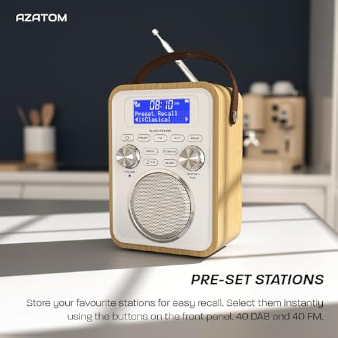 Azatom Blackfriars 2 Portable DAB/DAB+ & FM Radio with Bluetooth – Oak