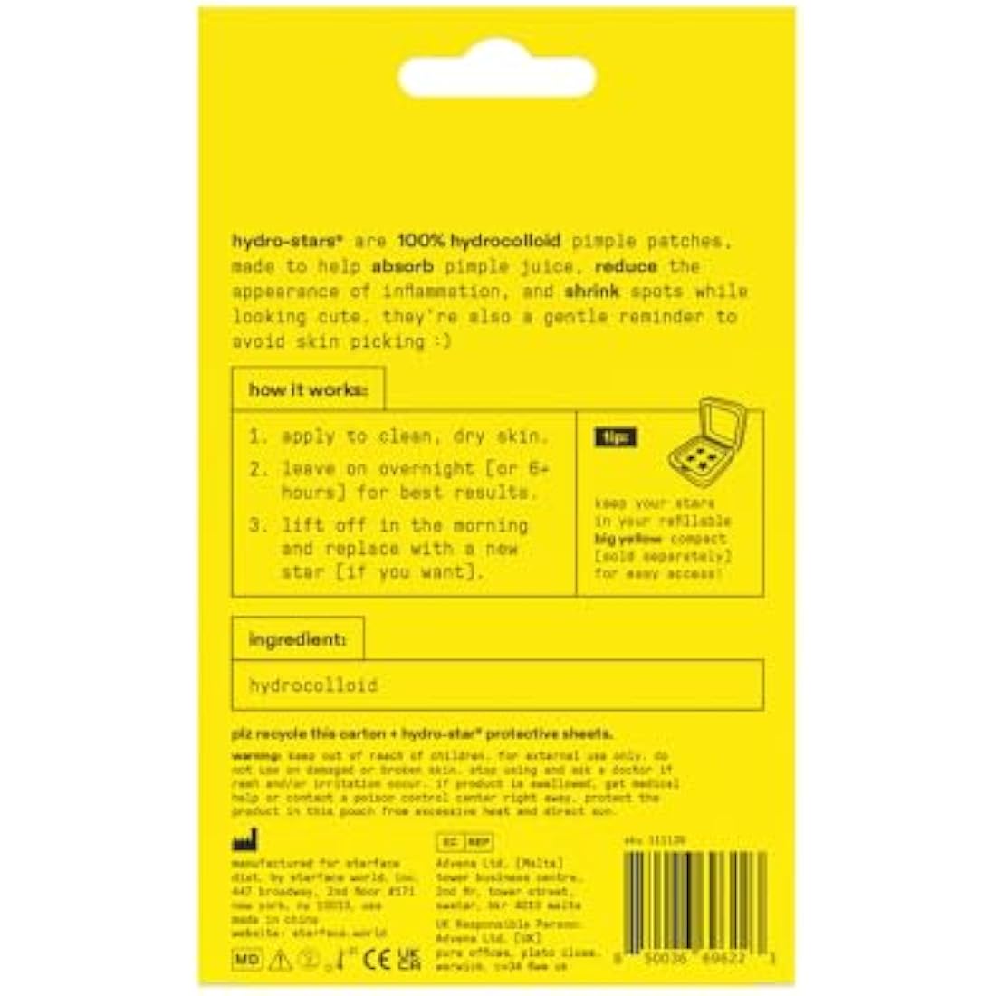 Starface Hydro-Stars Hydrocolloid Pimple Patches - 96 Count Big Pack